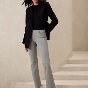 Banana Republic Sloan Petite Heather Gray Slim-Fit Button & Zip Pants